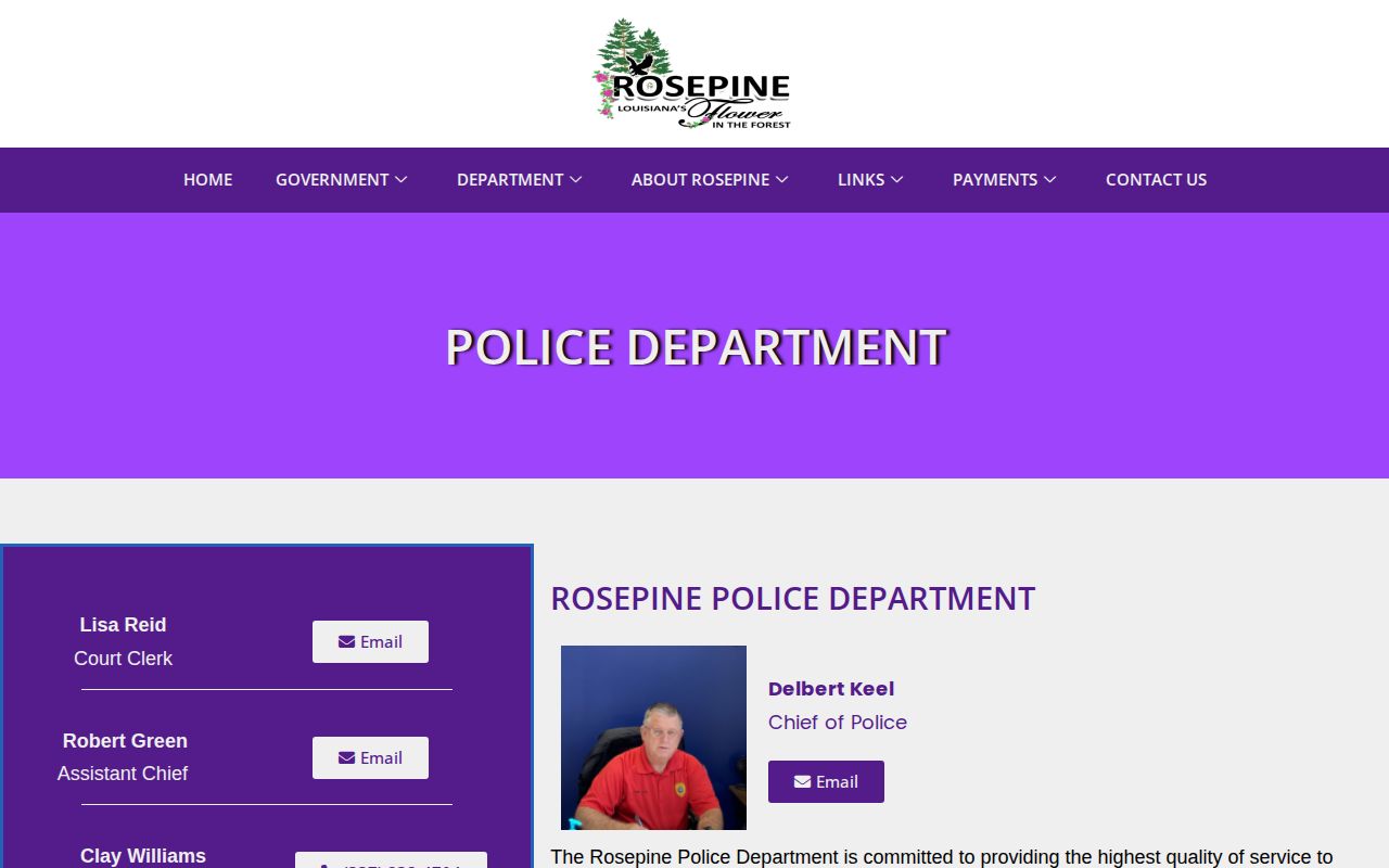 Rosepine Police Department official arrest records and dispatch source
